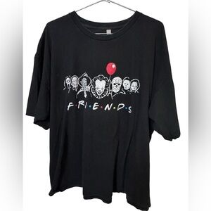 Retro HORROR Movie Characters “Friends” Men’s 3XL T-Shirt Goth FIRE